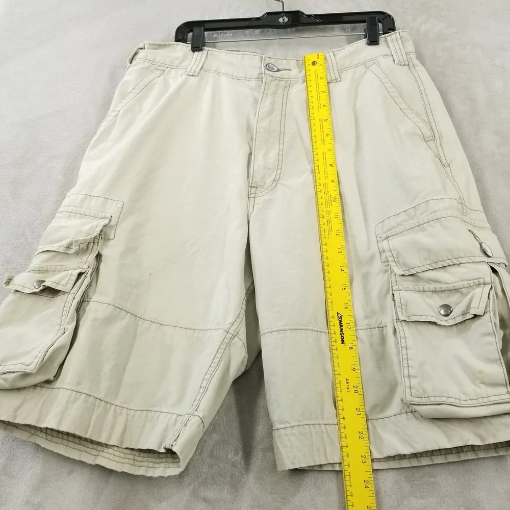 Vtg Levi's Squad Cargo Shorts Men 34 Beige‎ Zipper Fly Y2K Grunge Skater Baggy